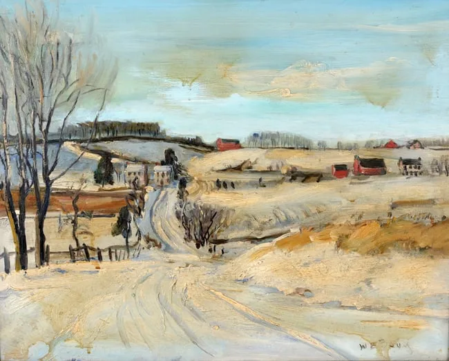 Bucks County Scene by Walter Emerson Baum, Oil on Board, sold Apr 2026