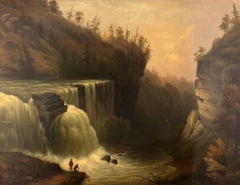 Edward Kranich, Passaic River Falls, Oil on Board