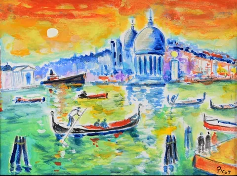 Jean Claude Picot, Venise la Salute, Watercolor/Gouache on Paper