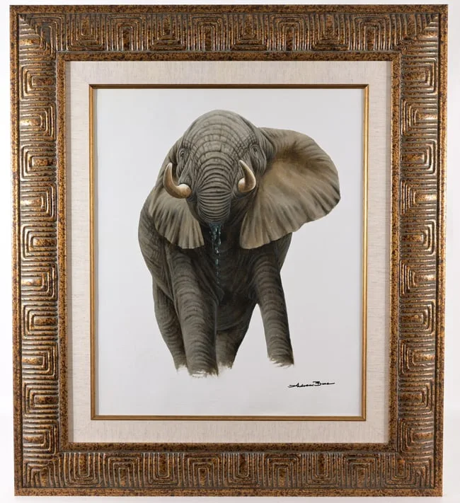 Andrew Bone, Elephant Drinking, Oil on Canvas