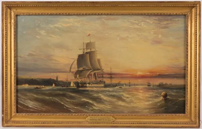 Ebenezer Colls, Shipping in Southampton Water, Oil on Canvas