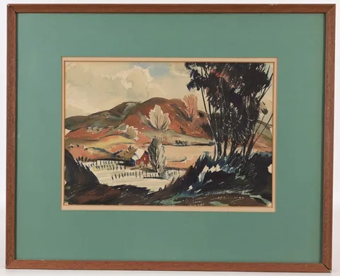 Hilton Leech, New England Homestead, Watercolor