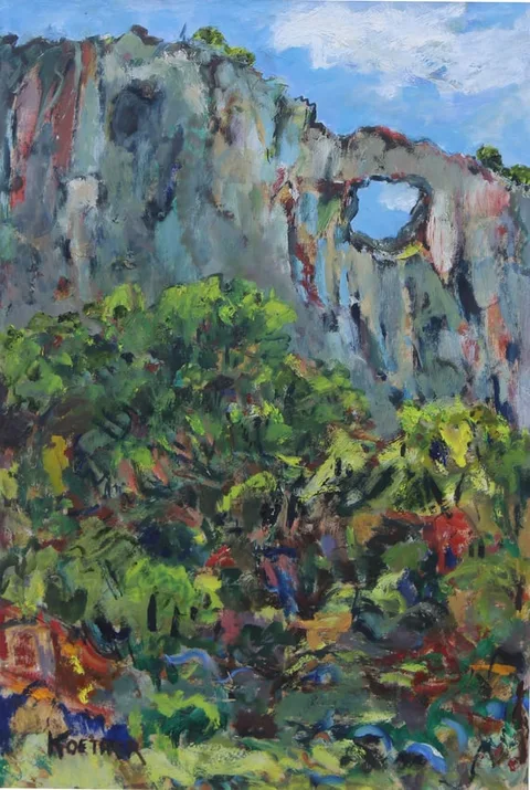 Thomas Koether, Yanky Creek - Hole in the Rock, Oil on Paper