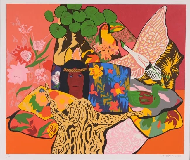 Pillow Jungle by Hunt Slonem, Color Serigraph, sold Jul 2026
