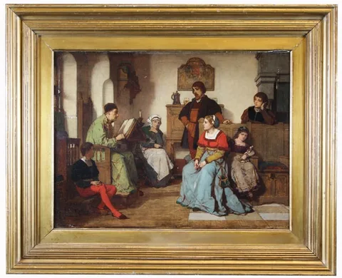 Wilhelm Koller, Advice from the Pastor, Oil on panel