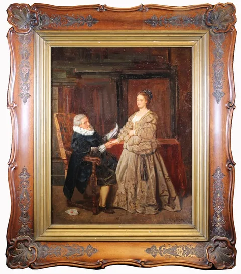 Jakob Becker, Paying a Visit, oil on canvas