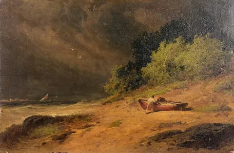 George Washington Nicholson, End of Day, Oil on Wood