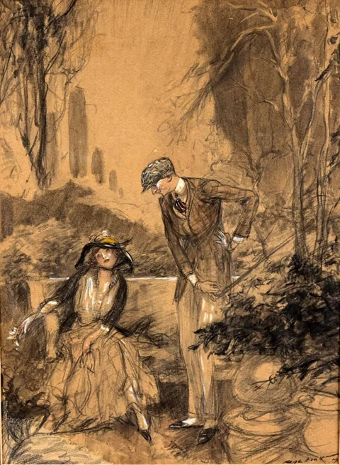 Untitled by Henry P. Raleigh, Gouache/Charcoal on Card, sold Jul 2026