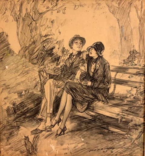 Untitled by Henry P. Raleigh, Gouache/Charcoal on Card, sold Jul 2026