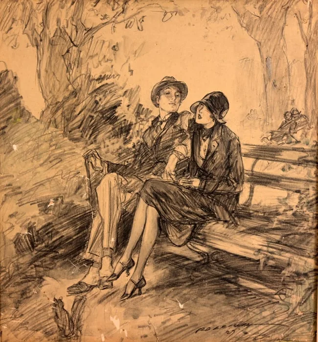 Untitled by Henry P. Raleigh, Gouache/Charcoal on Card, sold Jul 2026