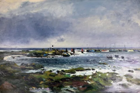 Gaston Sebire, Le Port, Oil on Canvas