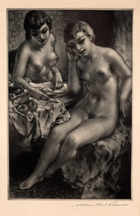 Alessandro Mastro Valerio, Morning Paper, 1941, Mezzotint