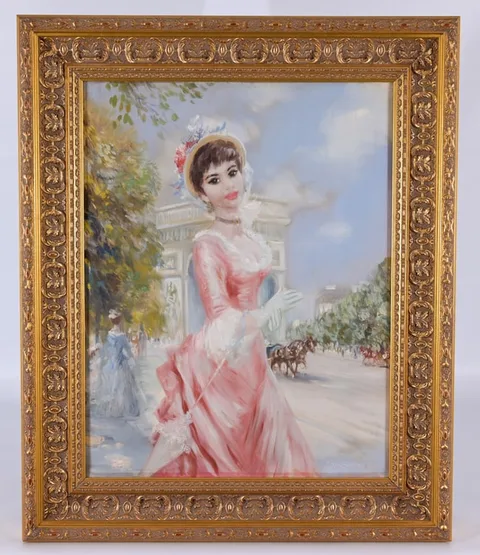 John Strevens, La Dame a la Robe Rouge, Oil on Canvas