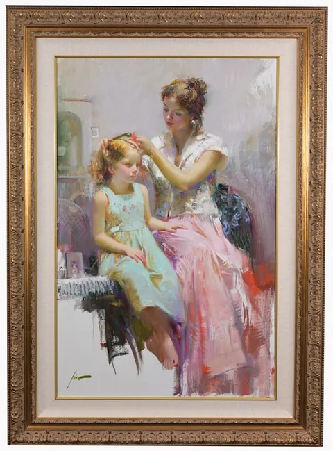 Pino Daeni, New Ribbons, Oil on Canvas