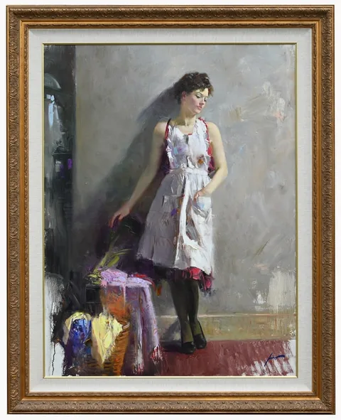 Pino Daeni, Young Maiden, oil on canvas