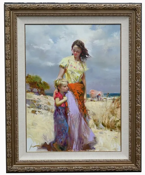 Pino Daeni, Family Retreat, 2006, Original Oil on Canvas
