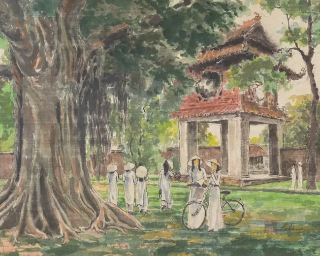 Le Thua, Pavilion of the Constellation of Literature, Watercolor
