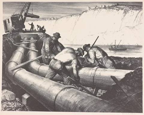 James  Allen, Pipe Layers, 1937, Lithograph