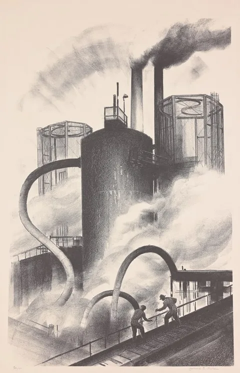 James  Allen, Oil Refinery I, Lithograph