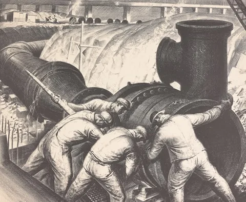 James  Allen, Pipe and Brawn, 1938, Lithograph