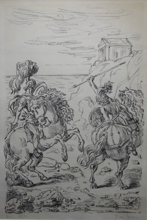 Giorgio de Chirico, Greek Warriors, Lithograph