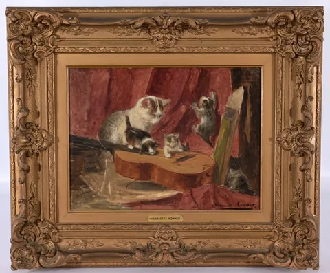 Henriëtte Ronner-Knip, Making Music, Oil on Paper