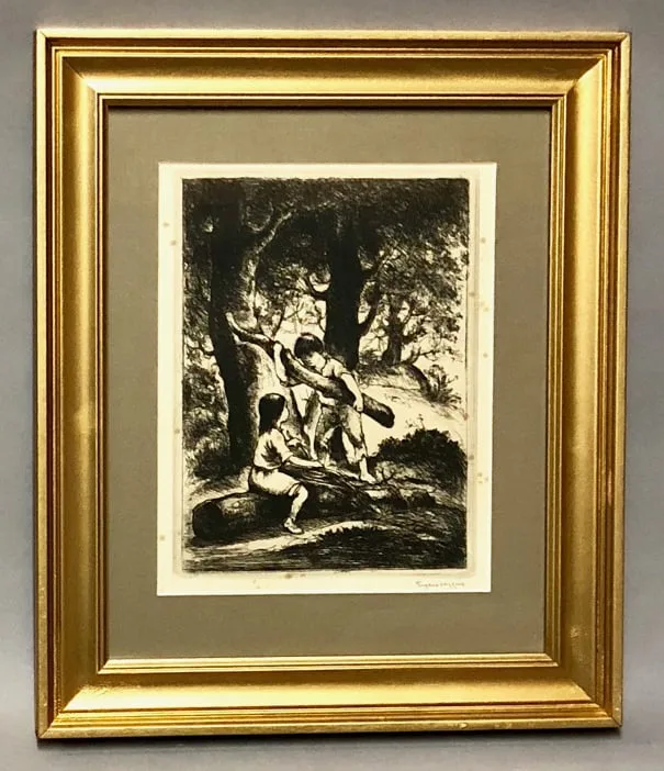 Gathering Twigs by Eugene Higgins, 1940, Etching, sold Sep 2026