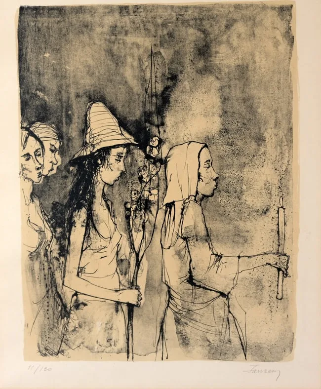 The Procession by Jean Jansem, Color Lithograph, sold Sep 2026
