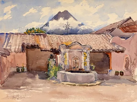 Alice Judson, Mrs. Palmer's Patio - Antigua, Watercolor on Paper