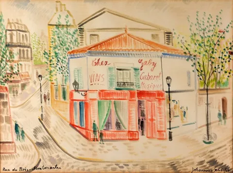 Johannes Schiefer, Rue du Bois - Montmartre, Watercolor & Gouache