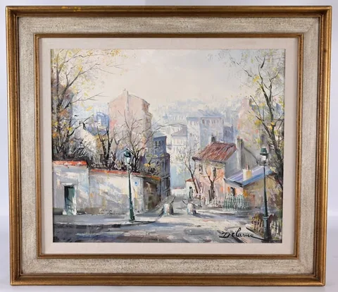 Lucien Delarue, Rue des Santes a Montmartre, Oil on Canvas