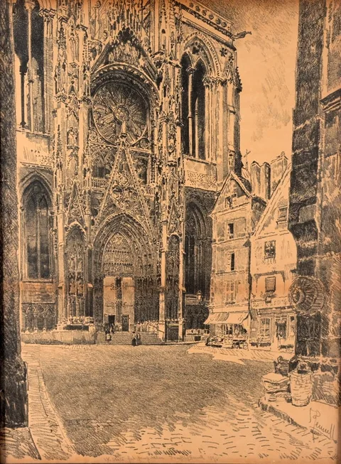 Joseph Pennell, Rouen Cathedral, Lithograph
