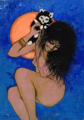 Donna con gatto by Anna Salvatore, cm., offered May 2019
