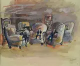 Il salotto by Mino Maccari, cm., offered Apr 2019