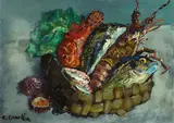 Giuseppe Cavallini, Natura morta con pesci, cm.