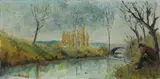 Osvaldo Curandai, Figura in riva al fiume, 1965, cm.