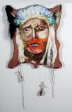 Peter Dean, Horns, oil and applicazioni on canvas riportata on panel