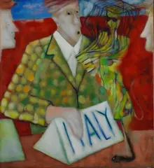 United nations (il delegato e la sfinge) by Marco Cingolani, 2006, Sul verso: firma, offered Feb 2019
