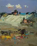 Paesaggio by Sergio Scatizzi, oil on compensato, offered Dec 2018