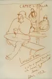 Figure al caffè by Lorenzo Viani, 1927, In basso a destra: "Lorenzo Viani/O chi è quel tanghero/ che dorme a giornate/...!?/ settembre, offered Dec 2018