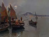 Fausto Pratella, Napoli, notturno con pescatori nel Golfo, 1923