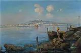 Luigi Scorrano, Paesaggio costiero con pescatori