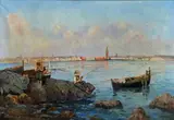 Luigi Scorrano, Paesaggio costiero con pescatori