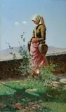 Contadina by Angiolo Tommasi, oil on canvas, offered Dec 2018