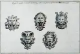 Giovanni Santini, Disegni di maschere, Iscrizione alla sommità del foglio: "Disegni di maschere inventate dal Santini per fare una forse al sig. Marchese