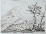 Giovanni Santini, Veduta di Rotaio, 1695, Al margine inferiore descrizione e data.