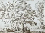 Giovanni Santini, Lungo la costa a San Rossore, 1678, Iscrizione sul bordo superiore: "Fatto dal naturale in S. Rossore di Pisa l'anno