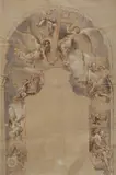 Luigi Morgari, Studio per affresco, Sul verso: timbro circolare "Opera autentica di Luigi Morgari".