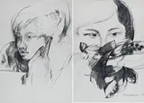 Remo Salvadori, Volto con fiori; Ritratto di ragazzo, Due disegni firmati in basso a destra.