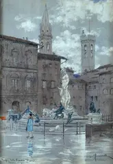 Piazza Signoria by Adolfo Scarselli, offered Oct 2018